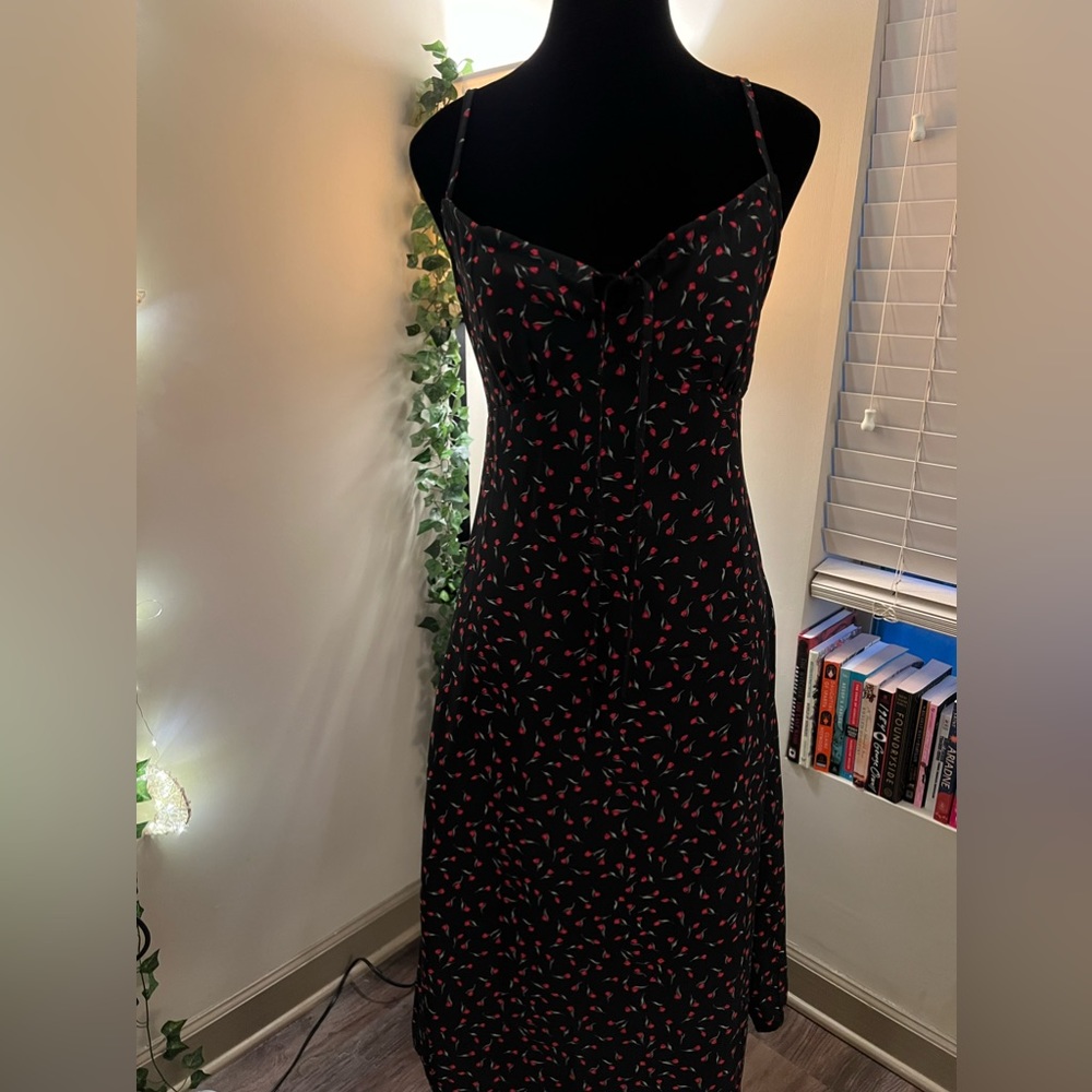Ditsy Floral Ruched Bust Knot Front Cami Dress